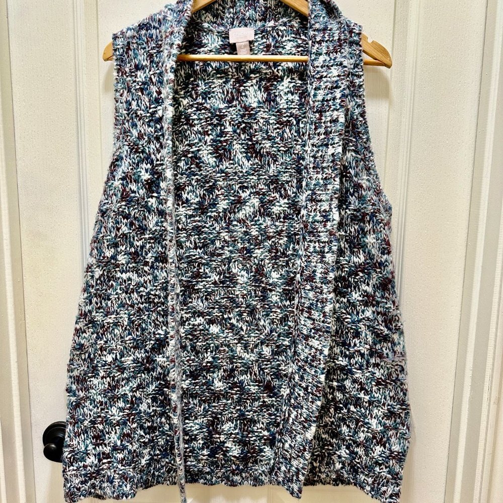 Chico’s Knit Sweater Vest Women's Size 2 (Large) Multicolor Cottagecore Coastal